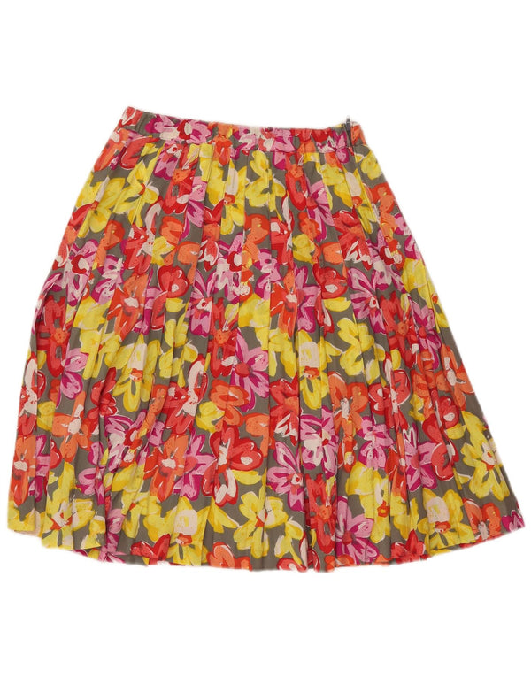Vintage Womens Knife Pleated Skirt UK 14 Large W30 Multicoloured Floral