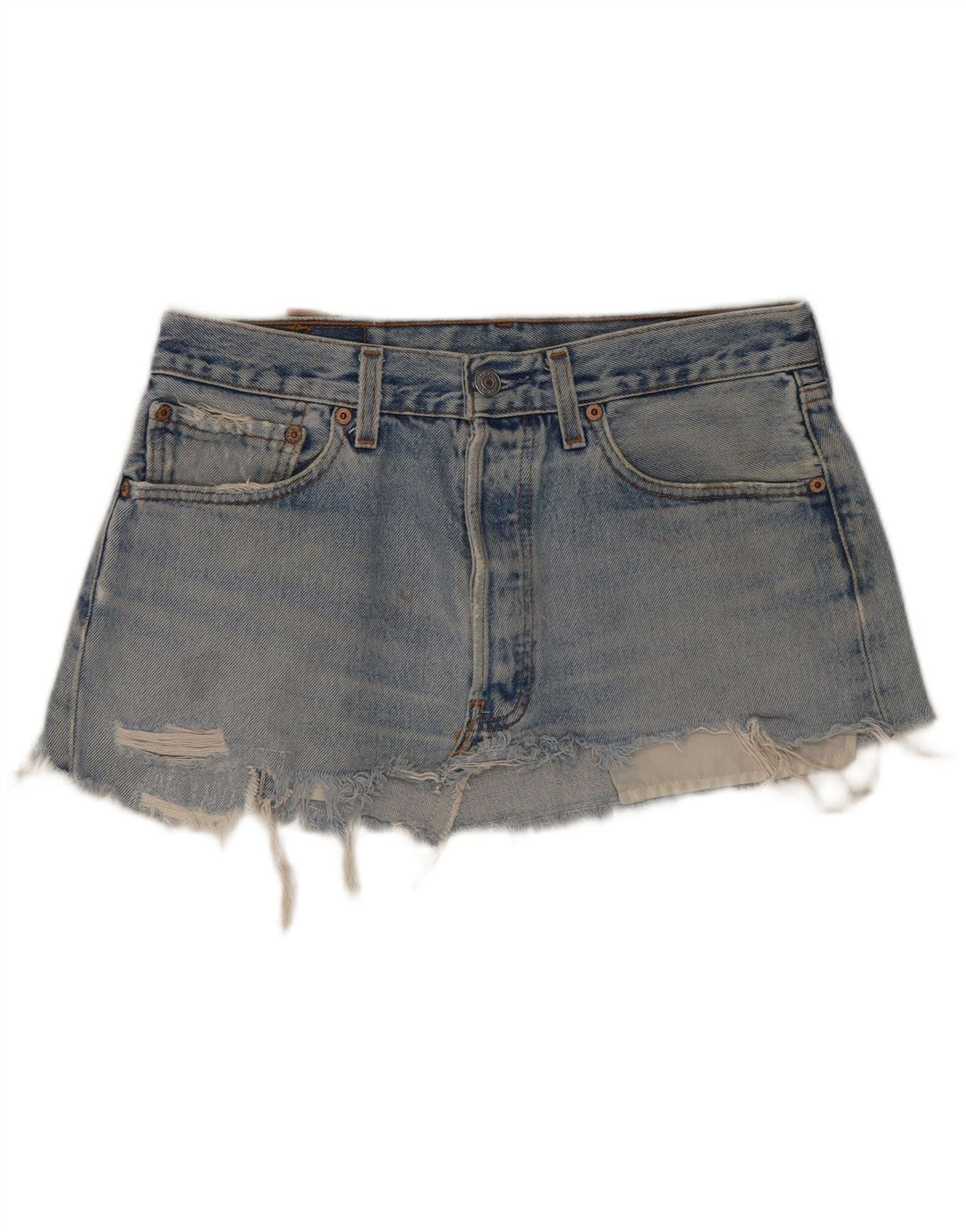 Levi's Womens 501 Distressed Mini Denim Skirt W31 Medium Blue Cotton