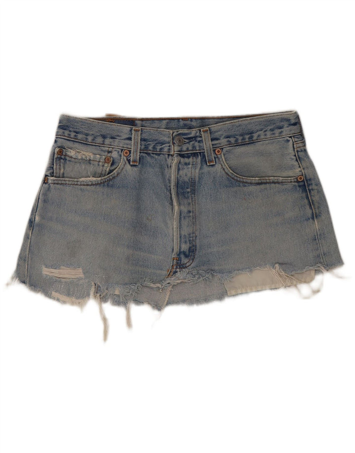 Levi's Womens 501 Distressed Mini Denim Skirt W31 Medium Blue Cotton