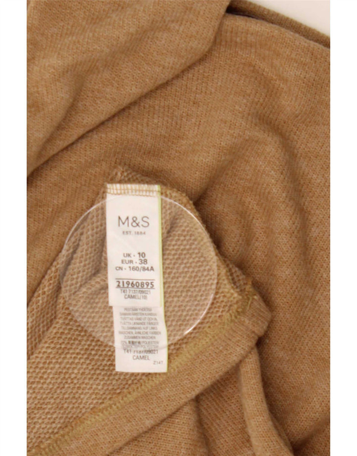 Marks & Spencer Womens Top Long Sleeve UK 10 Small Beige Polyester