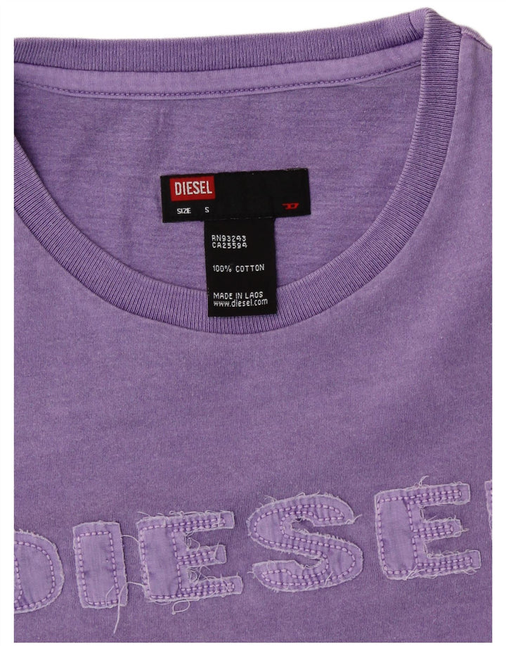 DIESEL Womens Graphic T-Shirt Top UK 10 Small Purple Cotton