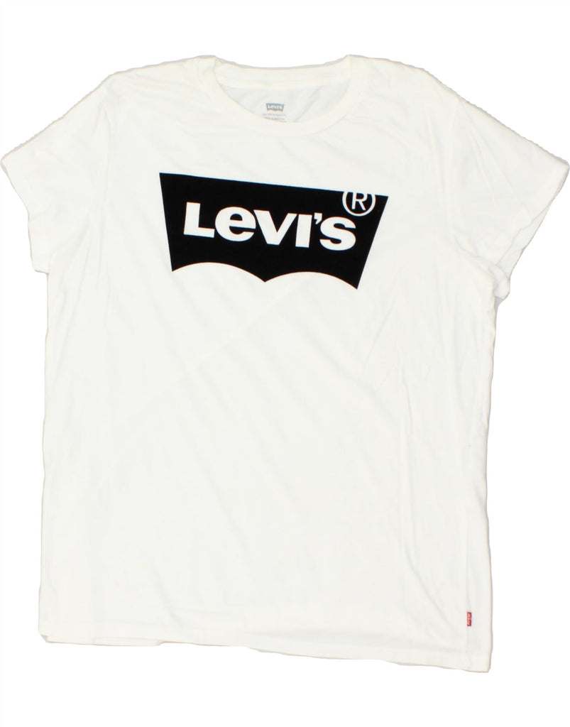 LEVI'S Womens Graphic T-Shirt Top UK 14 Large White | Vintage Levi's | Thrift | Second-Hand Levi's | Used Clothing | Messina Hembry 
