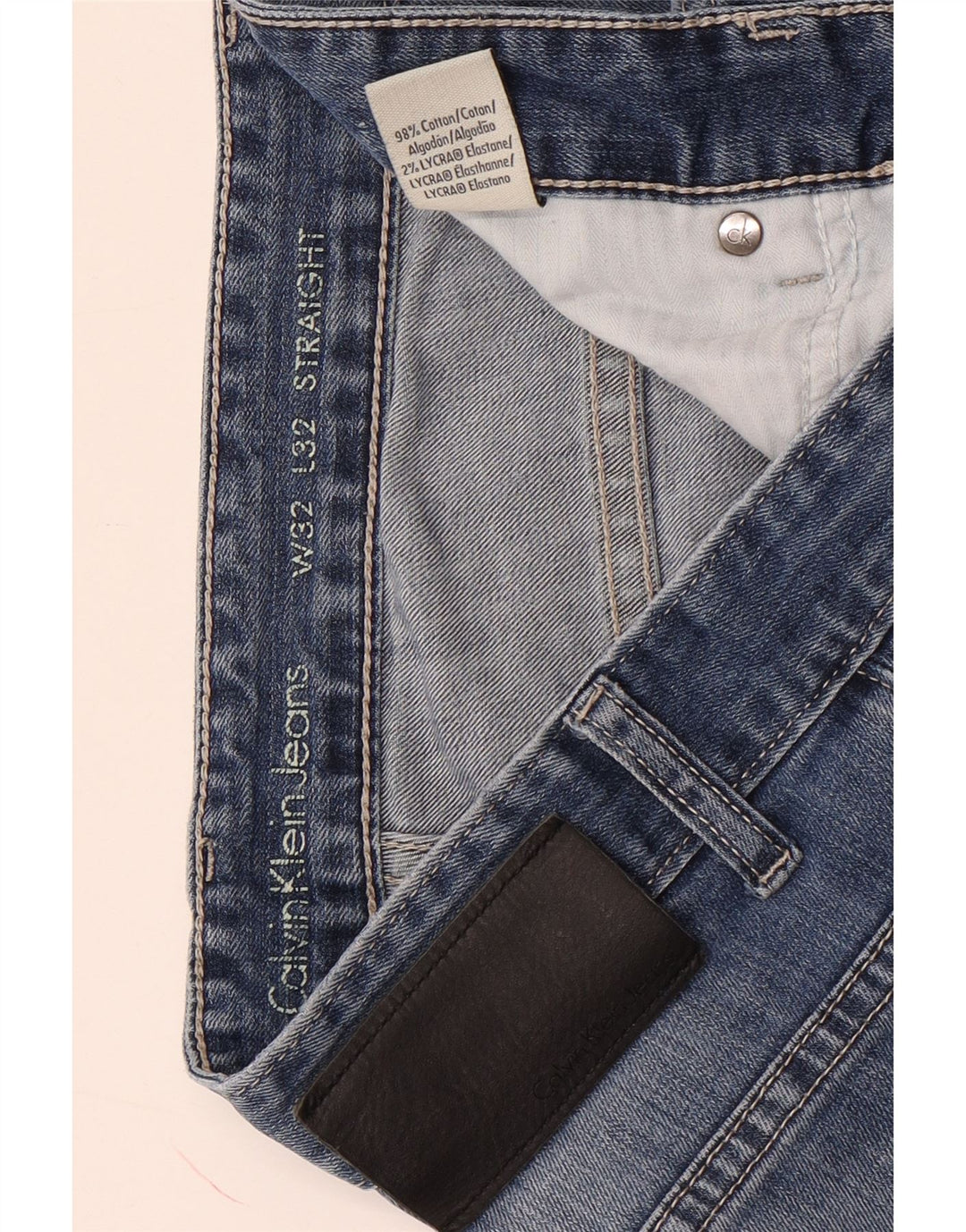 Calvin Klein Mens Straight Jeans W32 L32 Blue Cotton