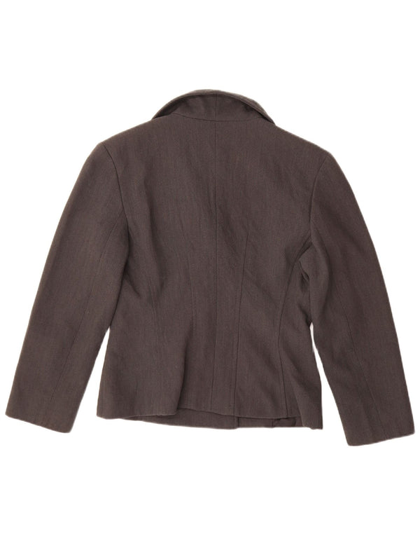Vintage Womens Crop Double Breasted Blazer Jacket UK 14 Medium Grey