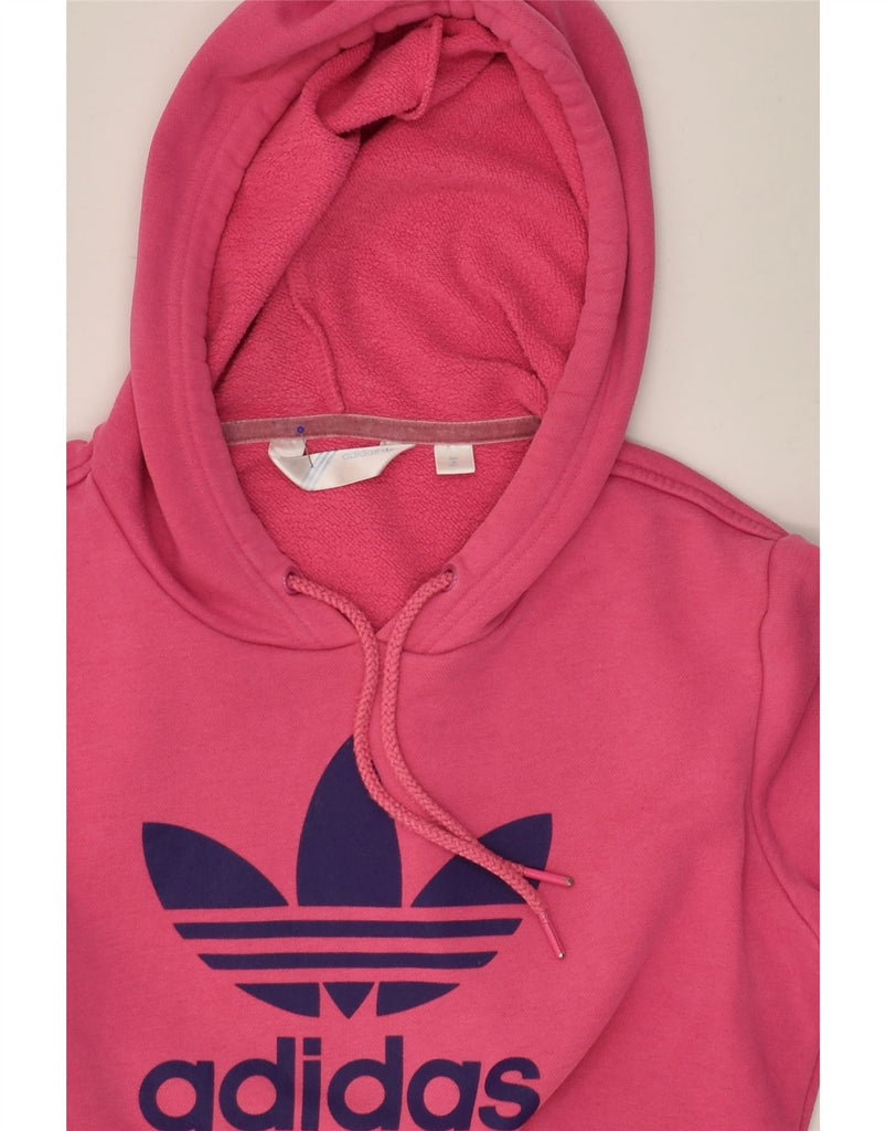 ADIDAS Womens Graphic Hoodie Jumper EU 38 Medium Pink Cotton | Vintage Adidas | Thrift | Second-Hand Adidas | Used Clothing | Messina Hembry 