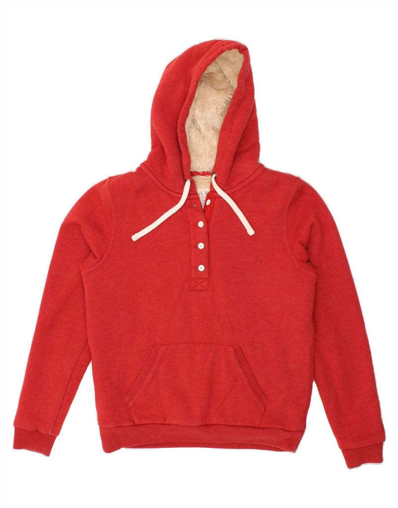 JACK WILLS Womens Graphic Hoodie Jumper UK 12 Medium  Red Cotton Vintage Jack Wills and Second-Hand Jack Wills from Messina Hembry 