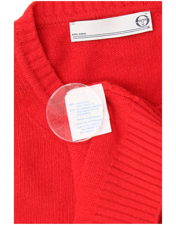 Sergio Tacchini Mens Crew Neck Jumper Sweater Large Red Wool