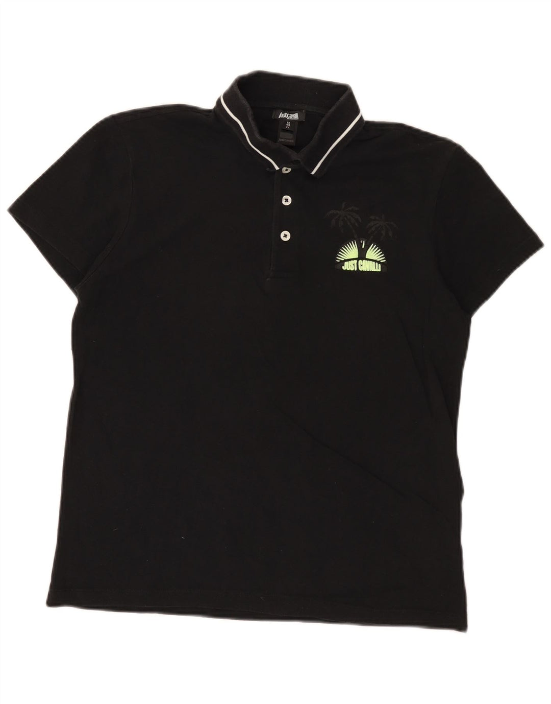 Just Cavalli Mens Polo Shirt IT 48 Small Black Cotton