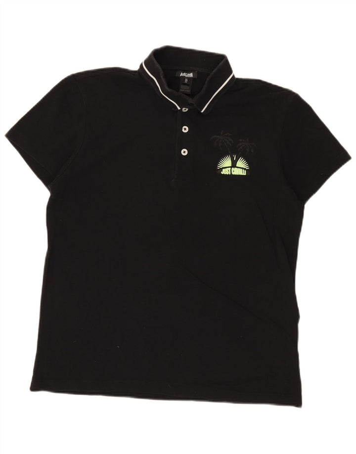 Just Cavalli Mens Polo Shirt IT 48 Small Black Cotton