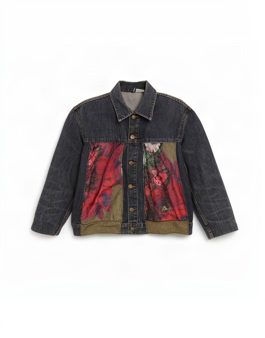 Divided Womens By H&M Denim Jacket UK 14 Medium Blue Floral Cotton