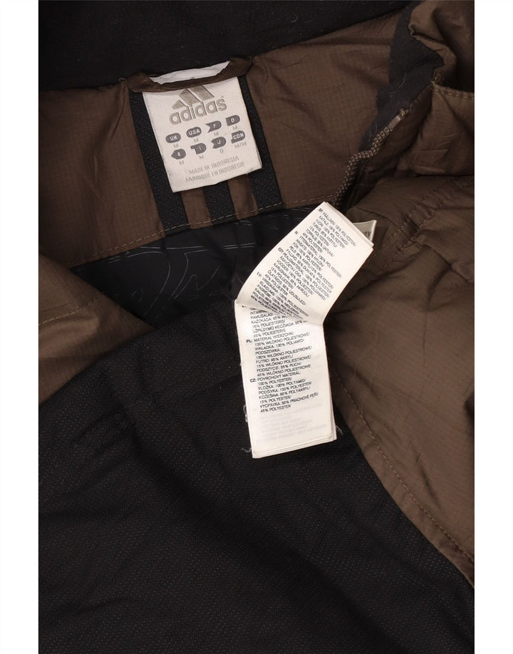 Adidas Mens Hooded Padded Jacket UK 38 Medium Brown Colourblock Polyester
