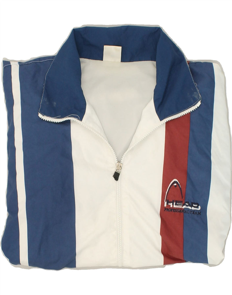 VINTAGE Mens Graphic Tracksuit Top Jacket Medium Blue Striped Polyester | Vintage Vintage | Thrift | Second-Hand Vintage | Used Clothing | Messina Hembry 