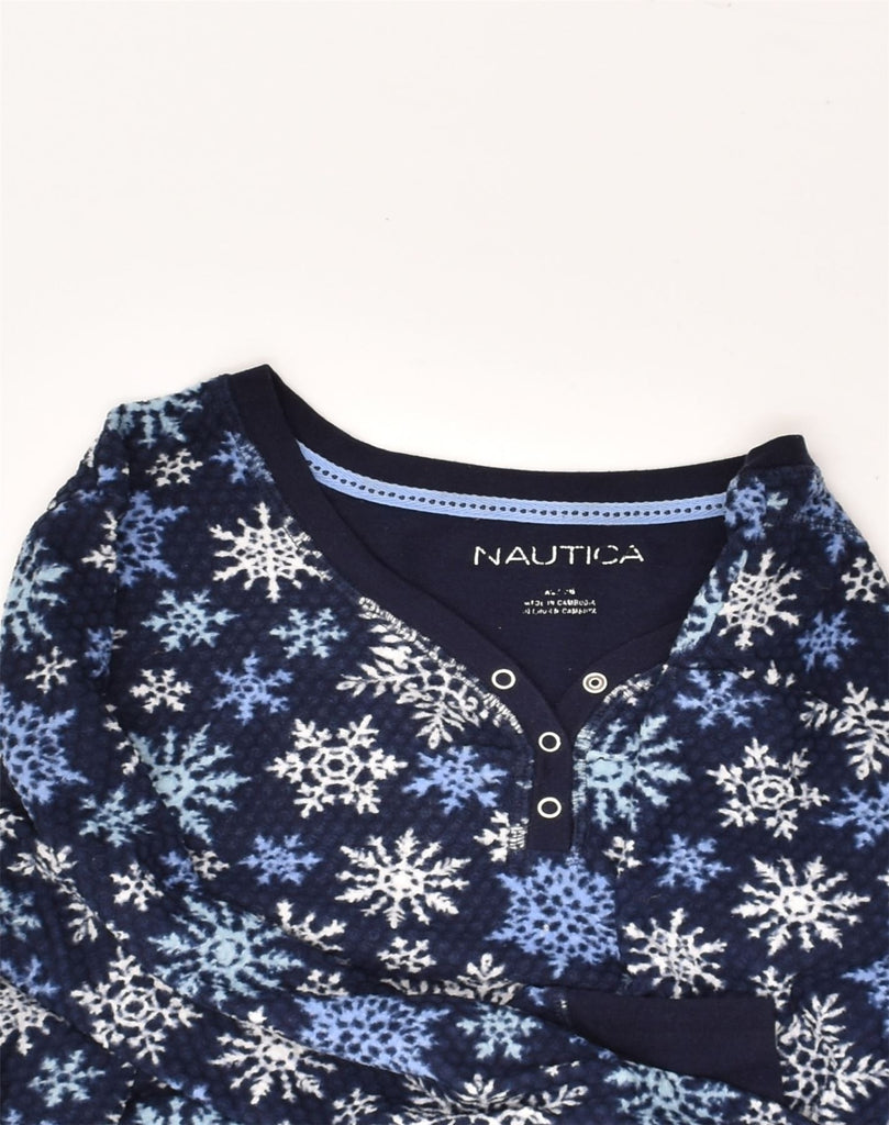 NAUTICA Womens Top Long Sleeve UK 18 XL Navy Blue Floral Christmas | Vintage Nautica | Thrift | Second-Hand Nautica | Used Clothing | Messina Hembry 