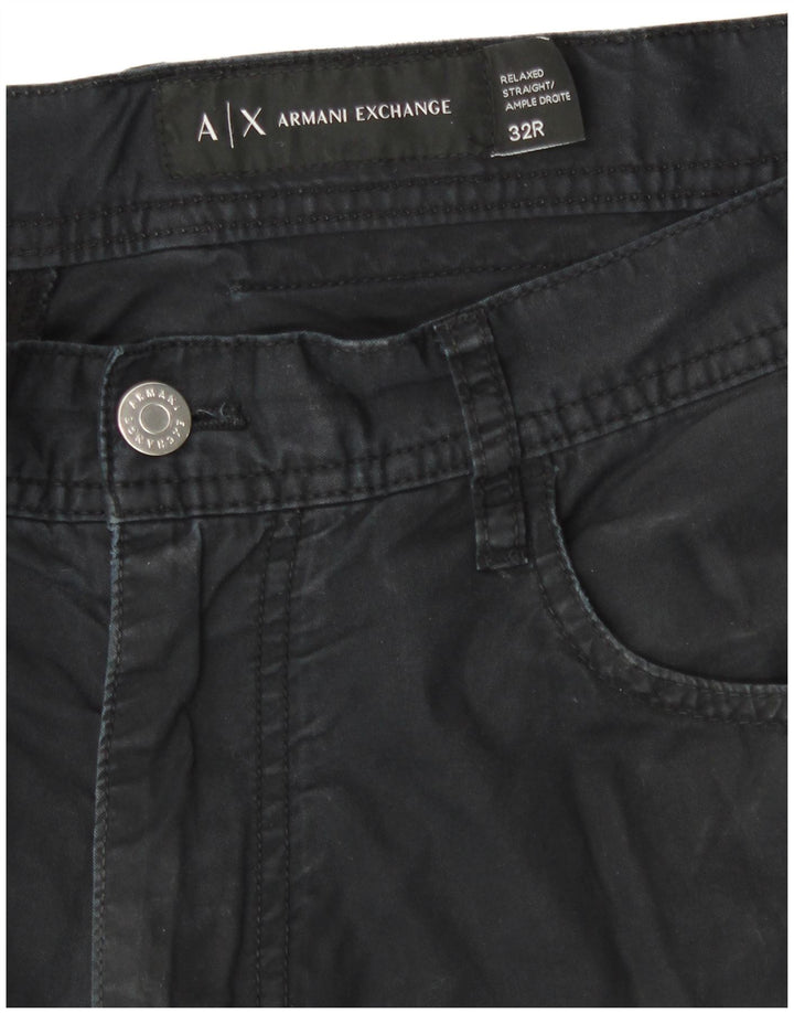 Armani Exchange Mens Straight Casual Trousers W32 L30 Black Cotton