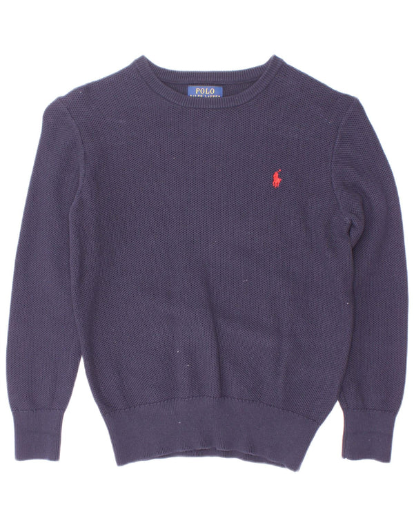 Polo Ralph Lauren Boys Boat Neck Jumper Sweater 6-7 Years Navy Blue Cotton