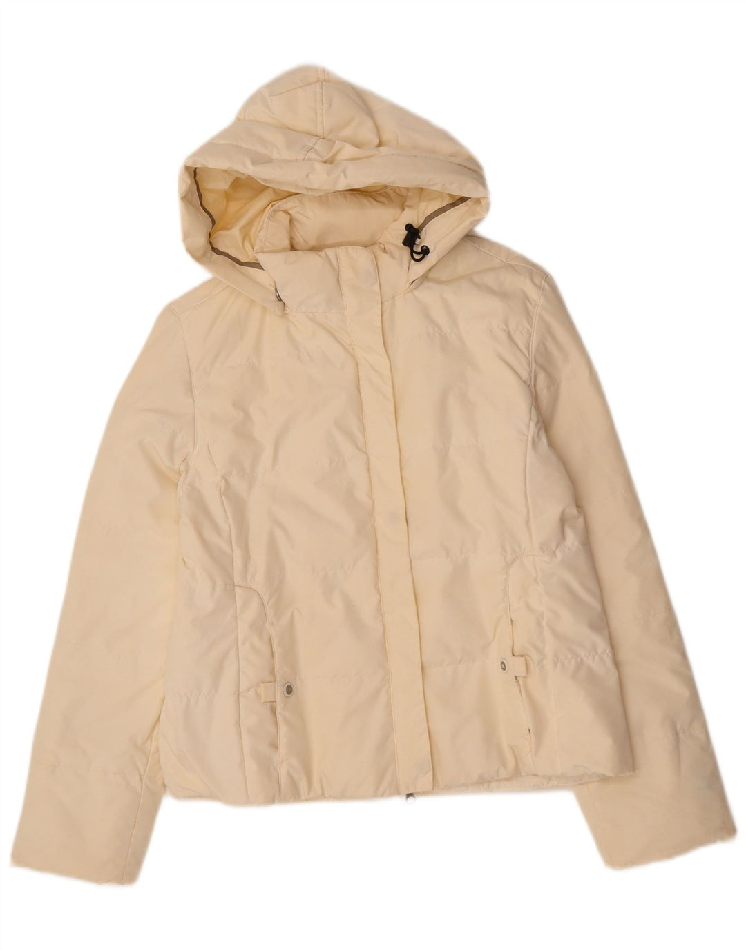 CHAMPION Womens Hooded Padded Jacket UK 14 Medium Off White