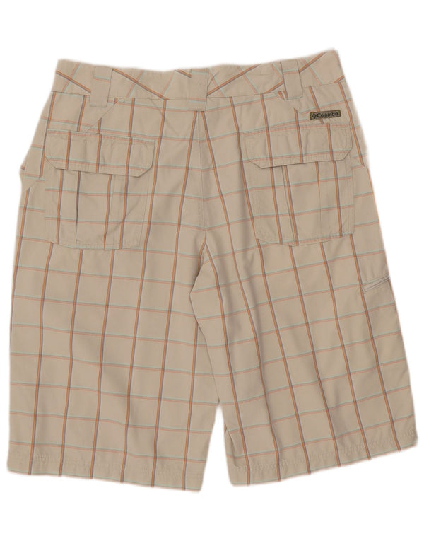 COLUMBIA Mens Cargo Shorts W34 Large Beige Check Cotton