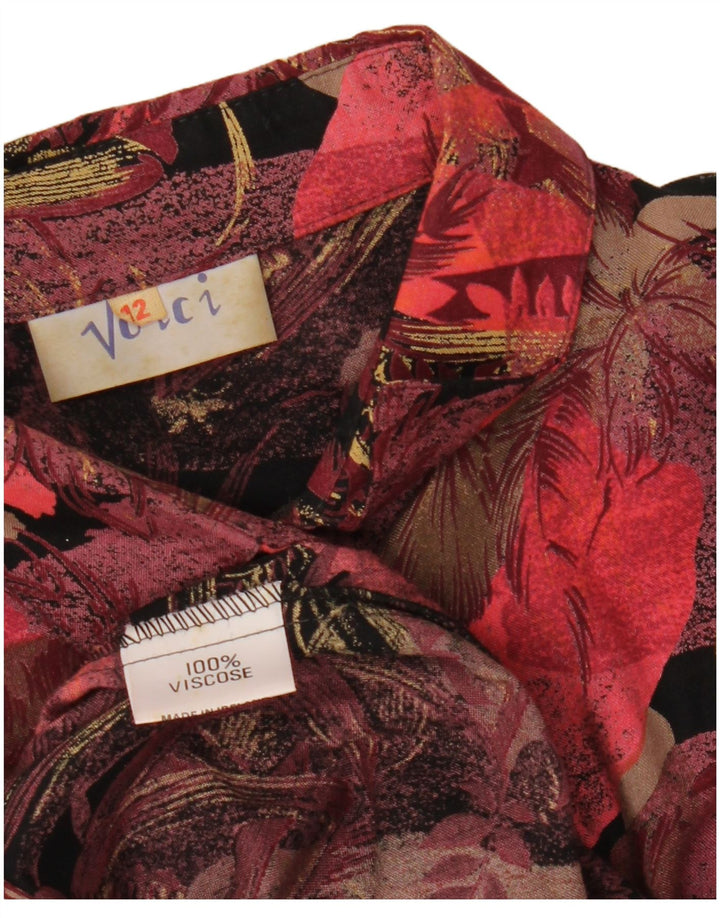 Vintage Womens 2 Piece Skirt Set UK 12 Medium W27 Burgundy Floral Retro