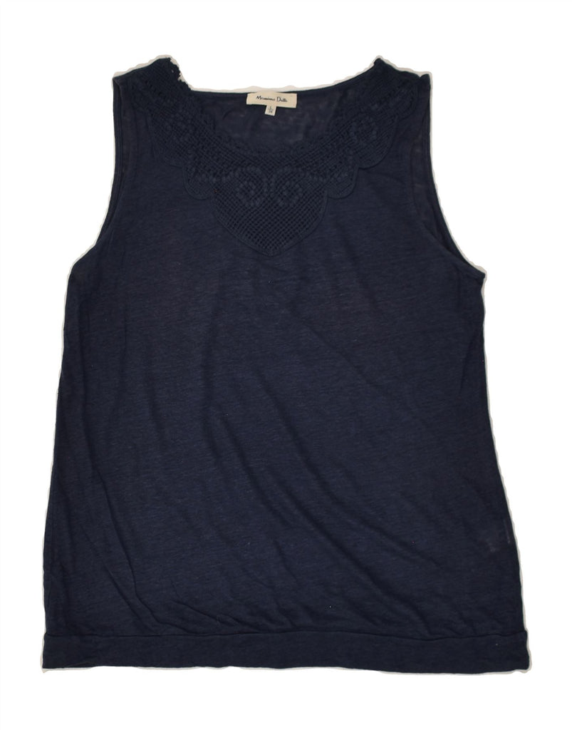 MASSIMO DUTTI Womens Vest Top UK 14 Large Blue Cotton | Vintage Massimo Dutti | Thrift | Second-Hand Massimo Dutti | Used Clothing | Messina Hembry 