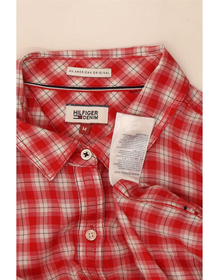 Tommy Hilfiger Womens Shirt UK 14 Medium Red Check Cotton