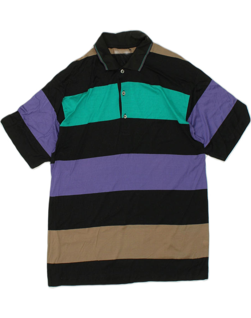 VINTAGE Mens Polo Shirt Small Multicoloured Striped Cotton | Vintage Vintage | Thrift | Second-Hand Vintage | Used Clothing | Messina Hembry 