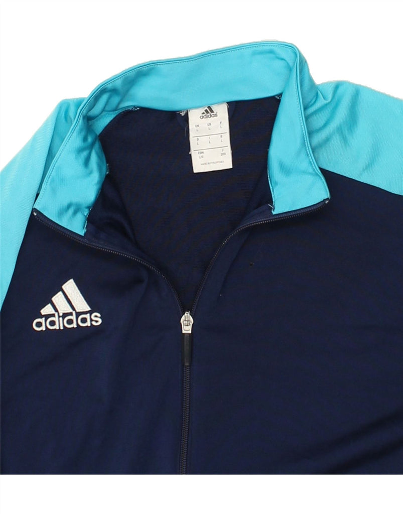 ADIDAS Mens Tracksuit Top Jacket Large Navy Blue Colourblock Polyester | Vintage Adidas | Thrift | Second-Hand Adidas | Used Clothing | Messina Hembry 