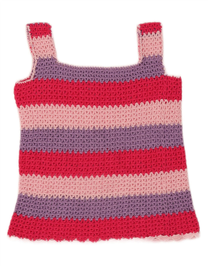 VINTAGE Womens Knit Cami Top UK 8 Small Multicoloured Striped Vintage Vintage and Second-Hand Vintage from Messina Hembry 
