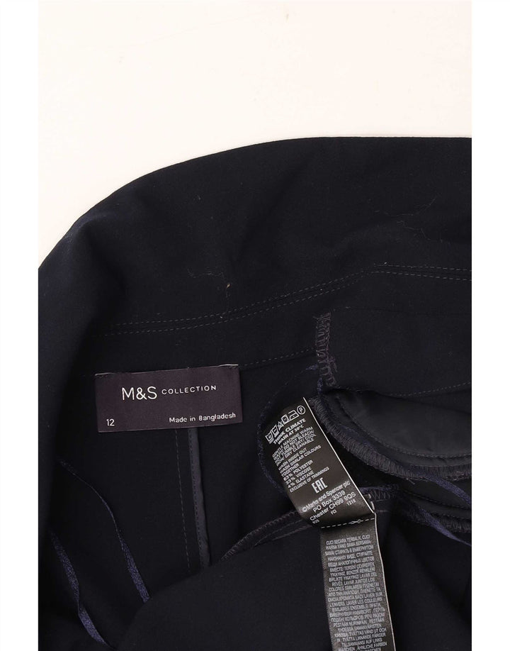 Marks & Spencer Womens 3/4 Sleeve Open Blazer Jacket UK 12 Medium Navy Blue