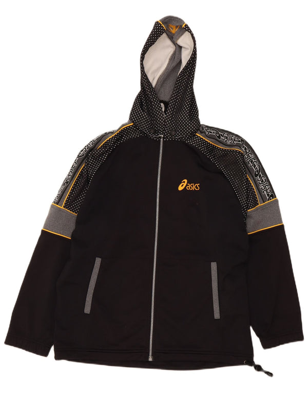 Asics Boys Loose Fit Zip Hoodie Sweater 13-14 Years Black Colourblock