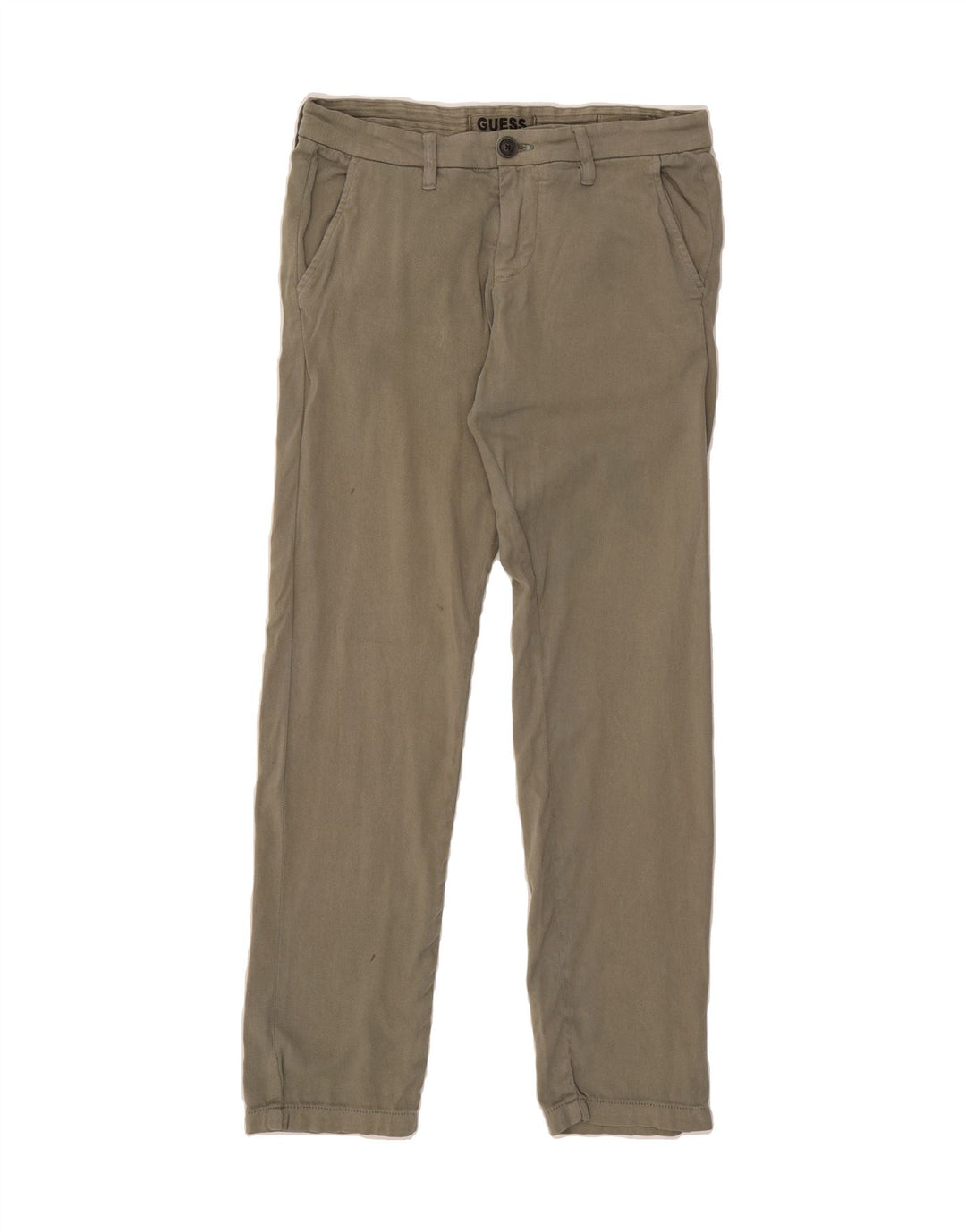 GUESS Womens Straight Chino Trousers W29 L29 Khaki Cotton Vintage Guess and Second-Hand Guess from Messina Hembry 