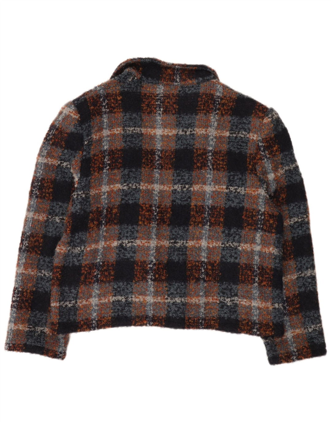Vintage Womens Open Bolero Jacket IT 48 XL Multicoloured Check Wool