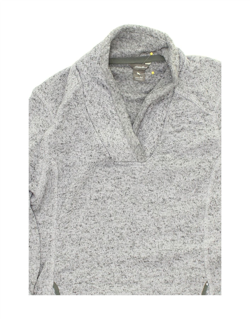 EDDIE BAUER Womens Shawl Neck Jumper Sweater UK 12 Medium Grey Flecked | Vintage Eddie Bauer | Thrift | Second-Hand Eddie Bauer | Used Clothing | Messina Hembry 