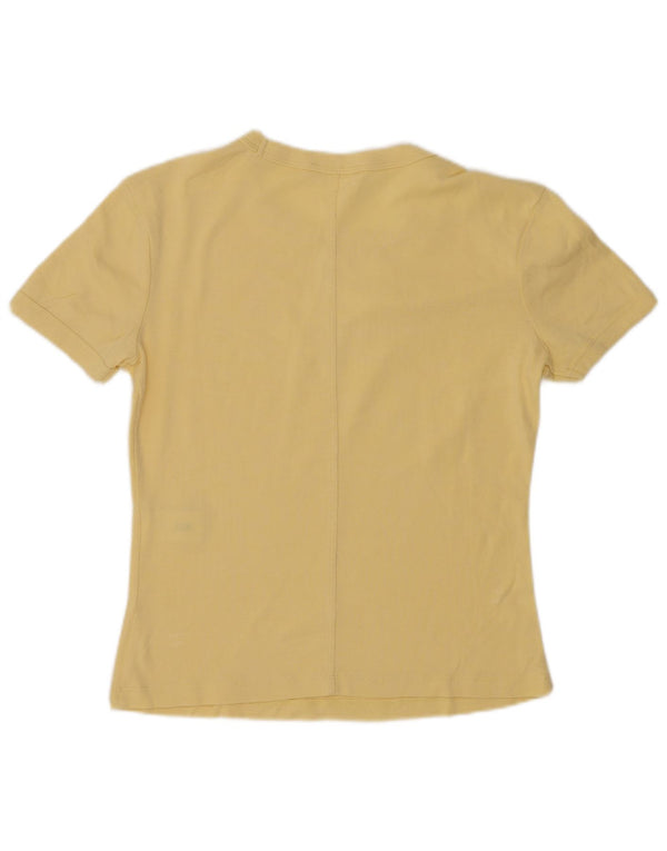 Zara Womens Crop T-Shirt Top UK 10 Small Yellow Cotton