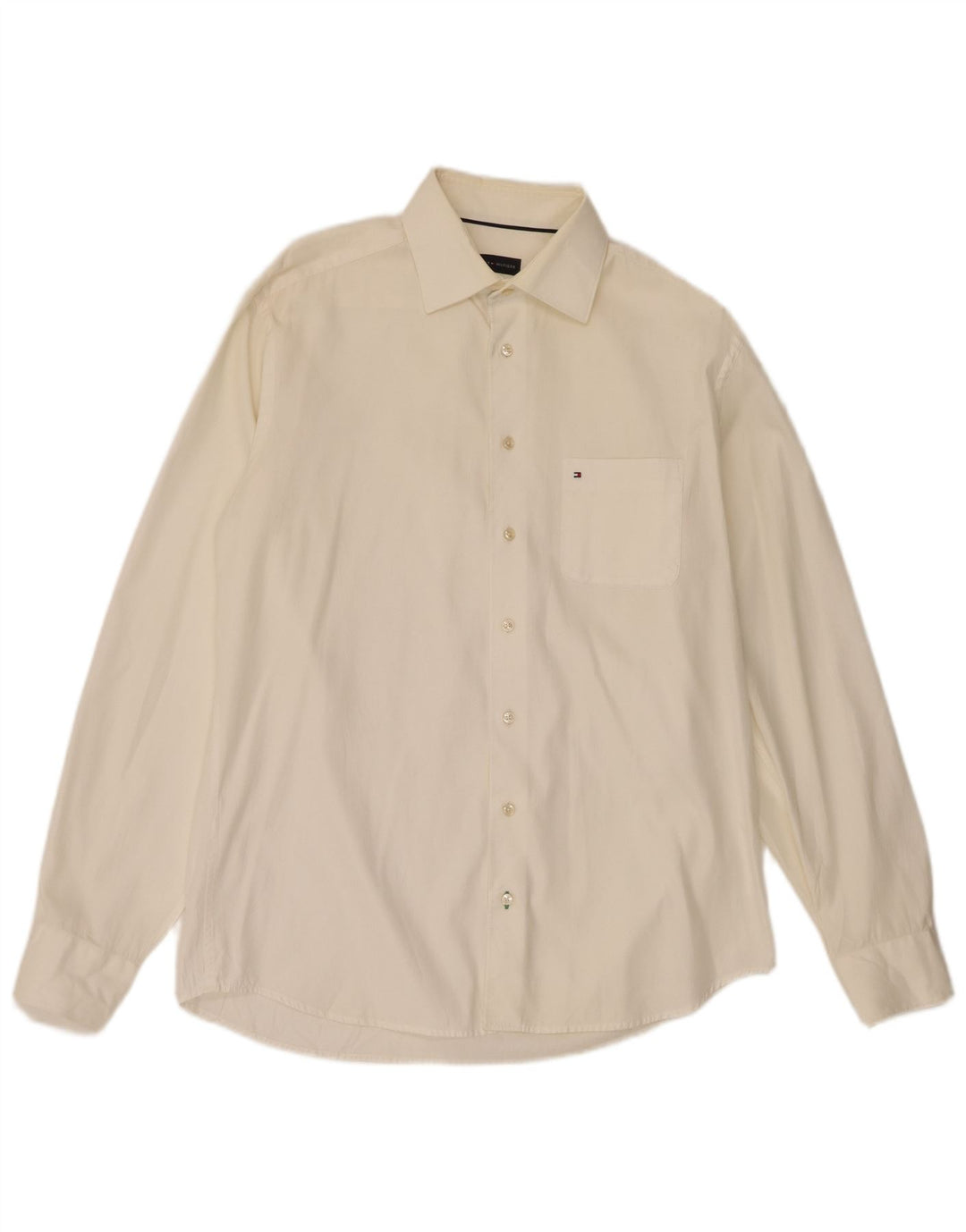 Tommy Hilfiger Mens Shirt Size 39 15 1/2 Medium Off White Cotton