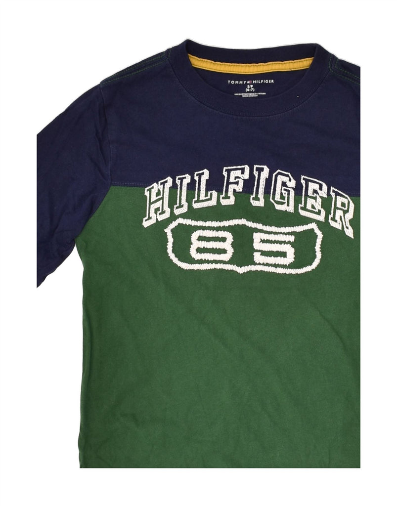 TOMMY HILFIGER Boys Graphic Top Long Sleeve 6-7 Years Small Green | Vintage Tommy Hilfiger | Thrift | Second-Hand Tommy Hilfiger | Used Clothing | Messina Hembry 