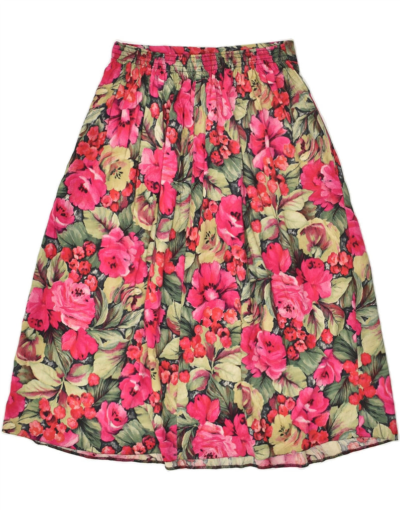 VINTAGE Womens Pleated A-Line Skirt UK 12 Medium W28 Multicoloured Floral | Vintage Vintage | Thrift | Second-Hand Vintage | Used Clothing | Messina Hembry 