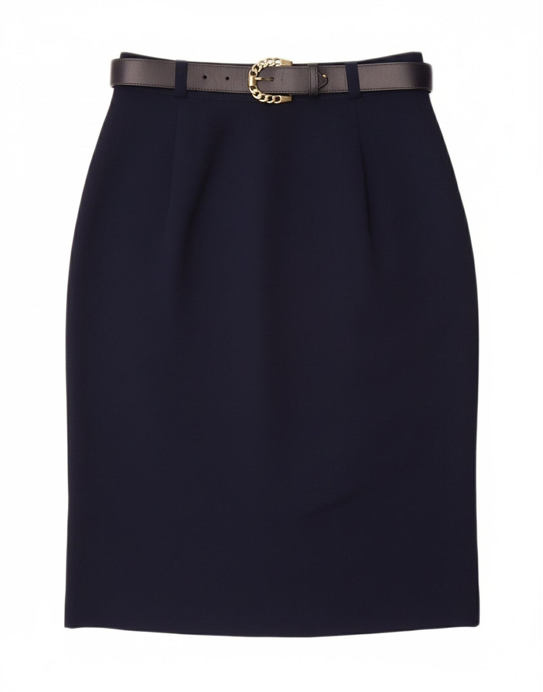 VINTAGE Womens Pencil Skirt UK 10 Small W26  Navy Blue Polyester