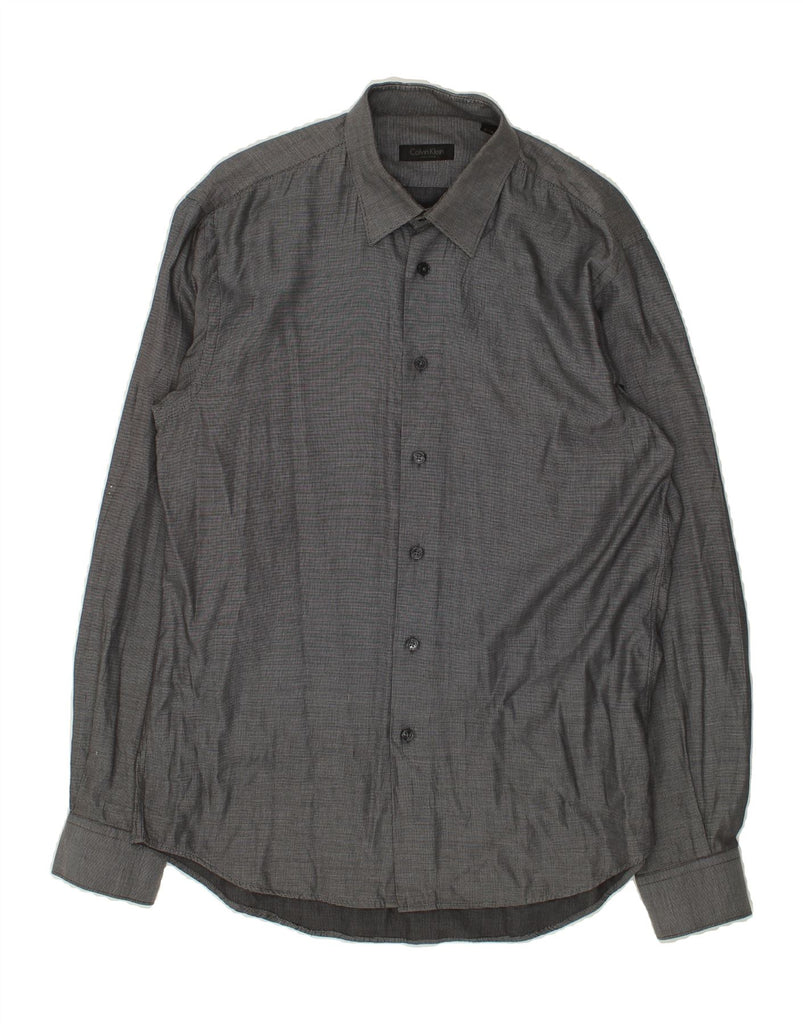 CALVIN KLEIN Mens Shirt Size 41 16 Large Grey Cotton | Vintage Calvin Klein | Thrift | Second-Hand Calvin Klein | Used Clothing | Messina Hembry 