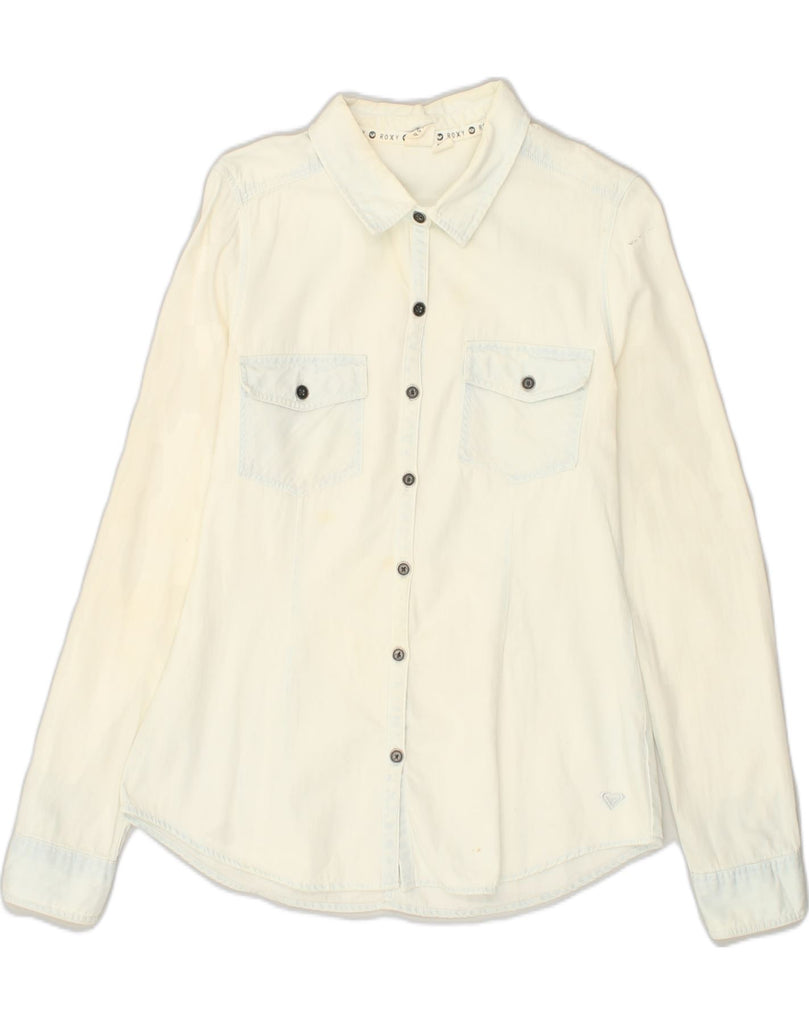 ROXY Womens Shirt UK 12 Medium Off White Cotton | Vintage Roxy | Thrift | Second-Hand Roxy | Used Clothing | Messina Hembry 