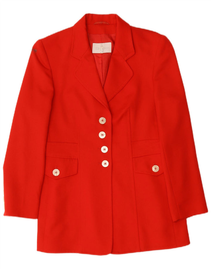 Elegance Womens 4 Button Blazer Jacket UK 10 Small  Red Virgin Wool