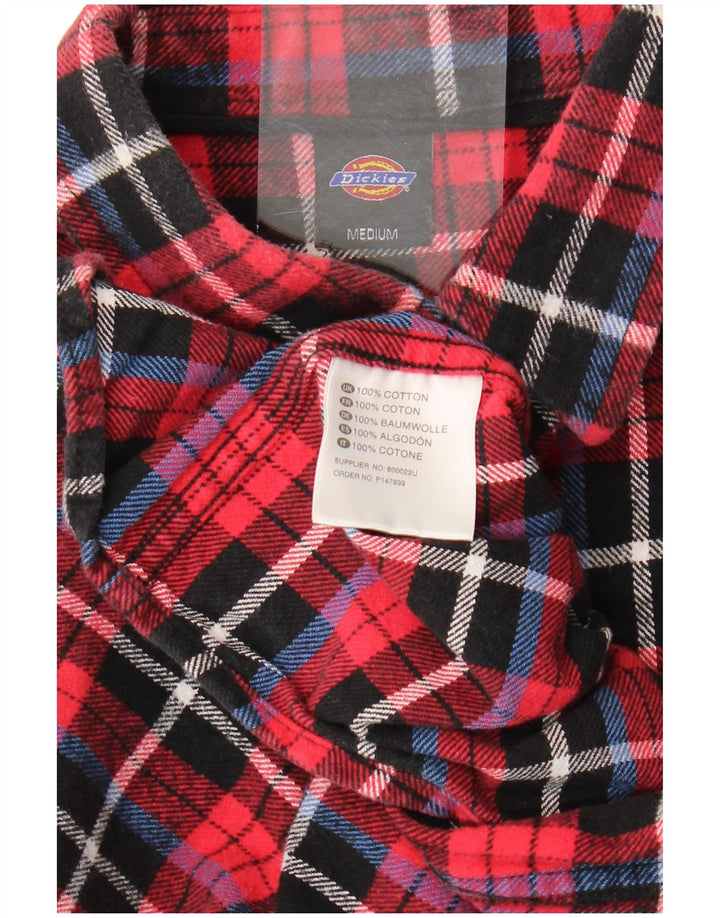 DICKIES Mens Flannel Shirt Medium Red Check Cotton