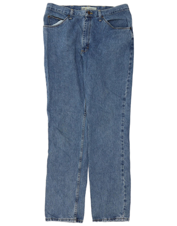 Lee Mens Regular Fit Straight Jeans W36 L34 Blue Cotton