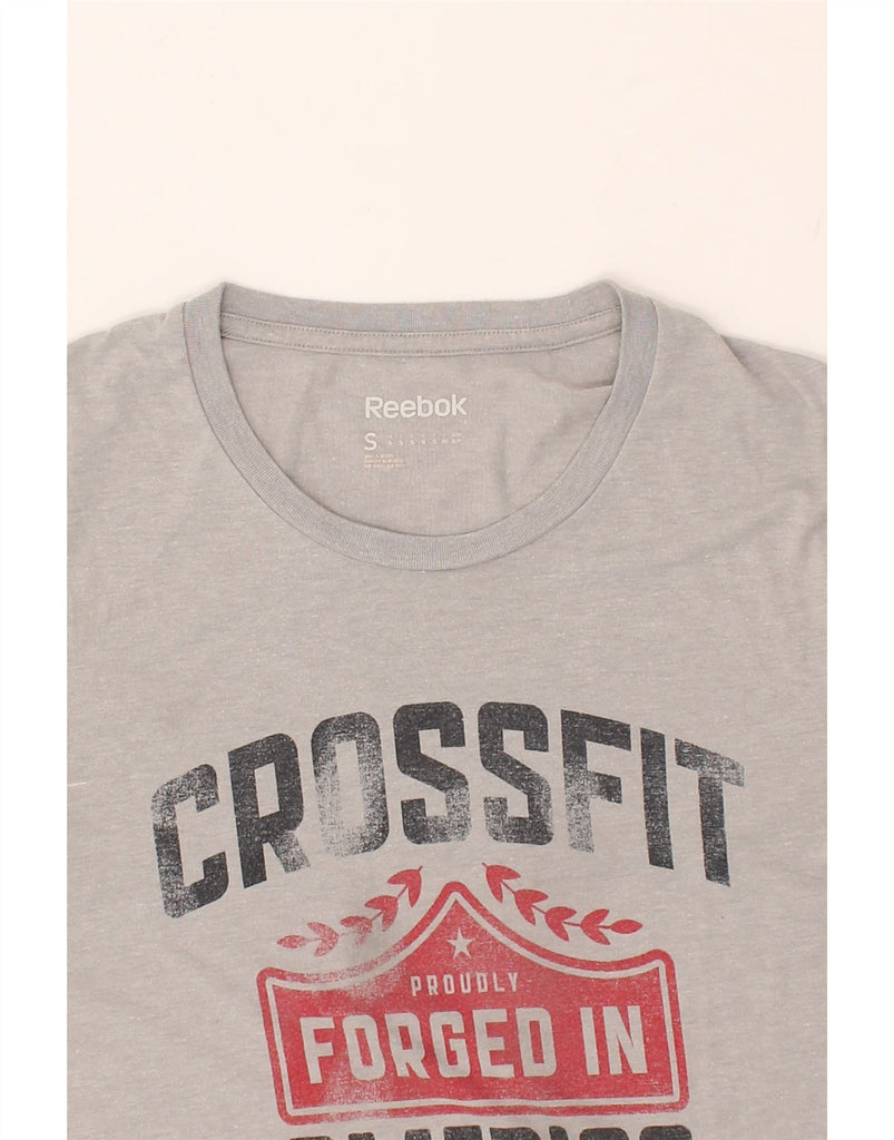 REEBOK Mens Cross Fit Graphic T-Shirt Top Small Grey Polyester | Vintage Reebok | Thrift | Second-Hand Reebok | Used Clothing | Messina Hembry 