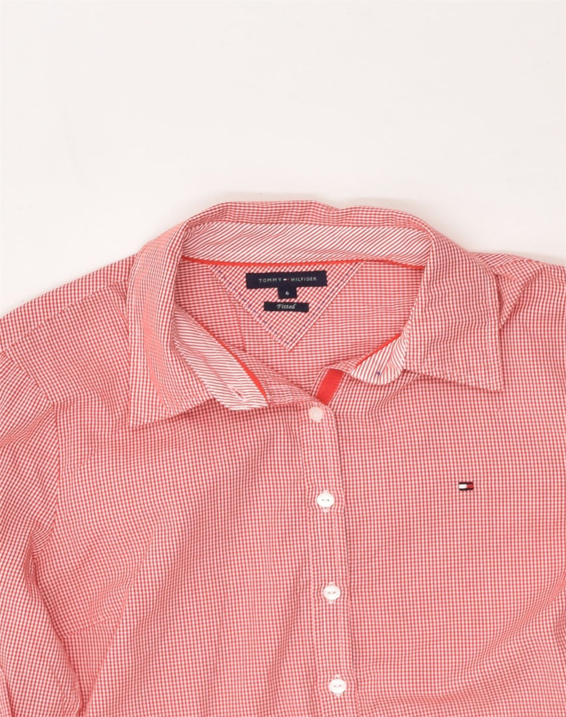 TOMMY HILFIGER Womens Fitted Shirt US 6 Medium Red Gingham Cotton | Vintage Tommy Hilfiger | Thrift | Second-Hand Tommy Hilfiger | Used Clothing | Messina Hembry 