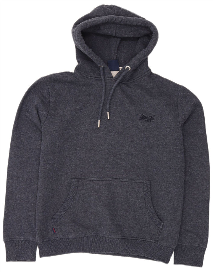 Superdry Mens Hoodie Jumper Large Navy Blue Flecked Cotton