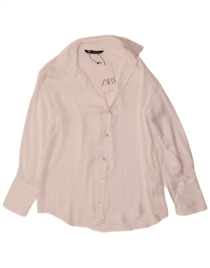 ZARA Womens Oversized Shirt UK 6 XS White Polyester