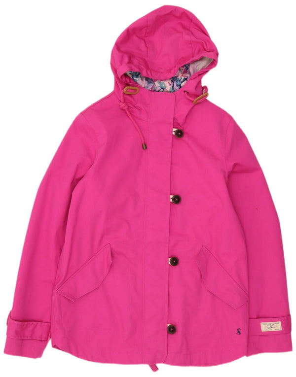 JOULES Womens Hooded Windbreaker Jacket UK 6 Small Pink Cotton