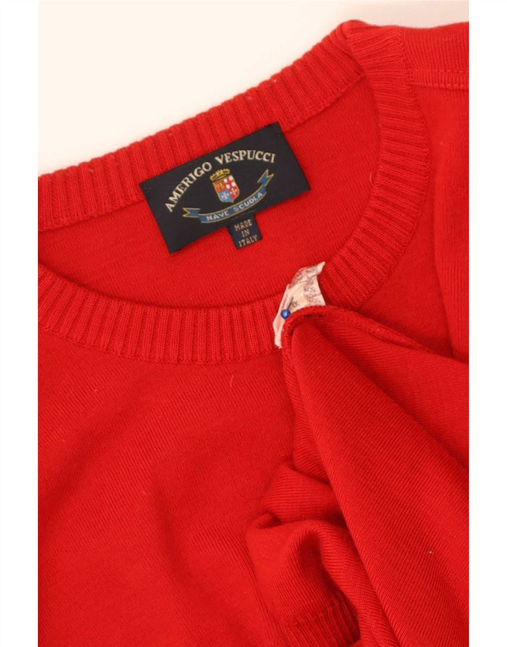 Amerigo Vespucci Mens Crew Neck Jumper Sweater XL Red Wool