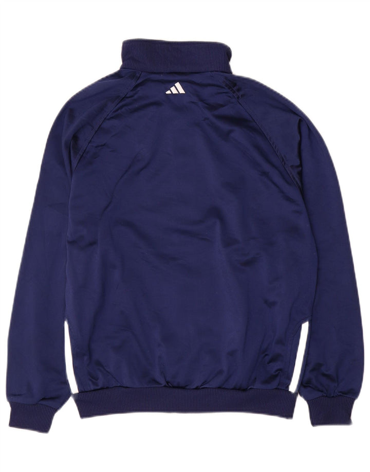 ADIDAS Girls Tracksuit Top Jacket 11-12 Years Navy Blue Polyester