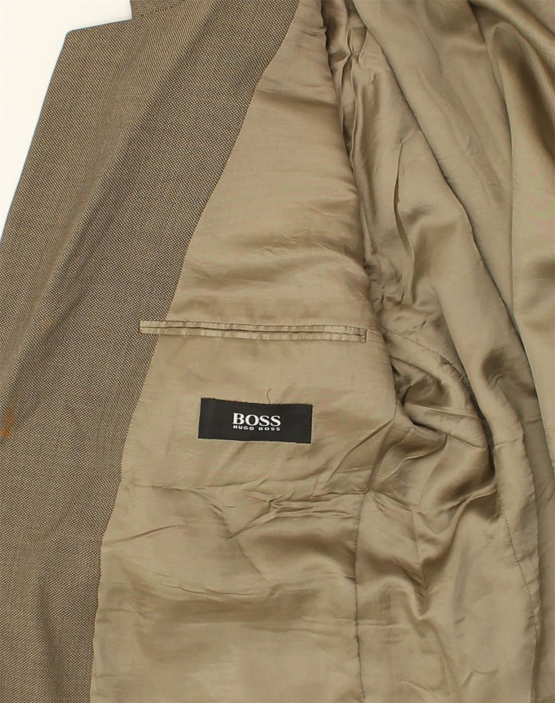 HUGO BOSS Mens 2 Button Blazer Jacket UK 42 XL Brown Wool | Vintage Hugo Boss | Thrift | Second-Hand Hugo Boss | Used Clothing | Messina Hembry 